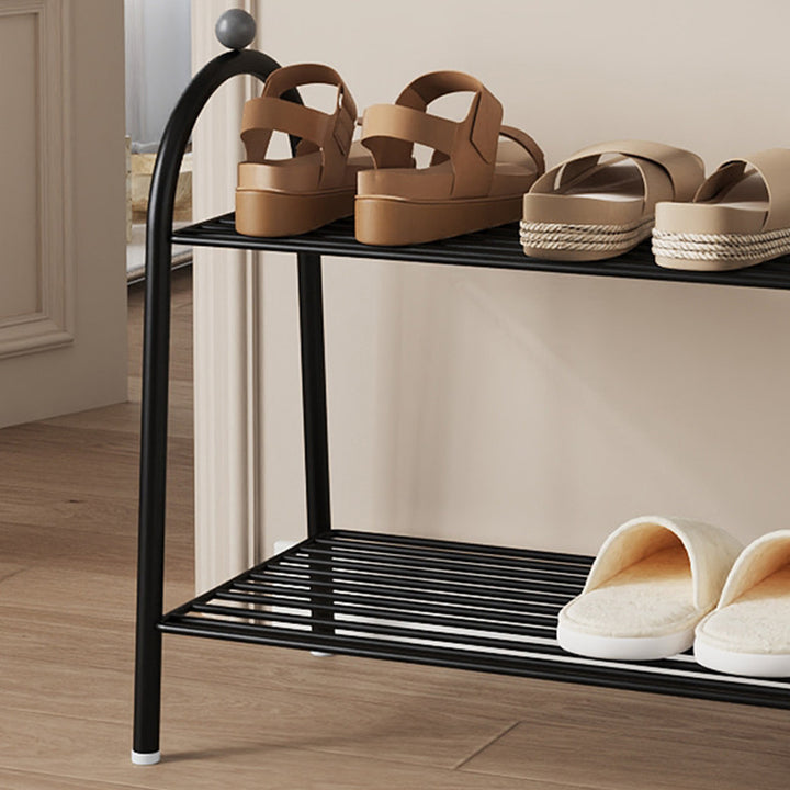 Modern Minimalist Rectangular Rounded Steel PP Shoe Storage 2/3-Tier For Entryways