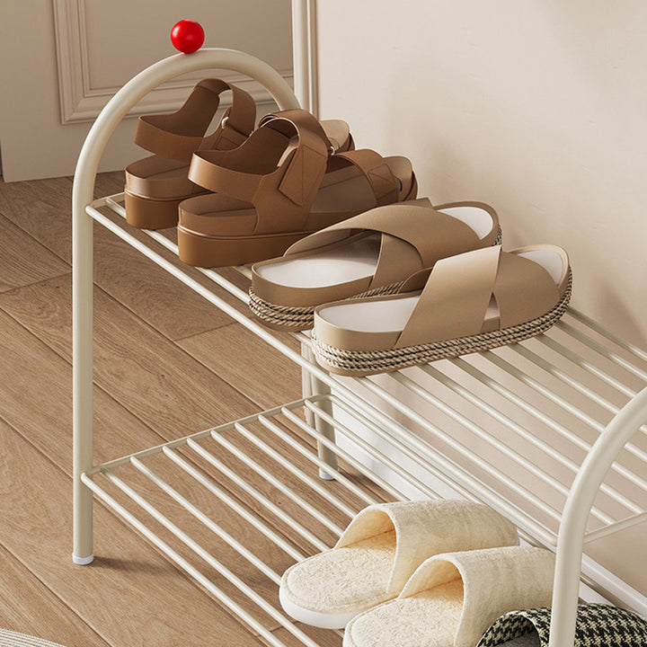Modern Minimalist Rectangular Rounded Steel PP Shoe Storage 2/3-Tier For Entryways