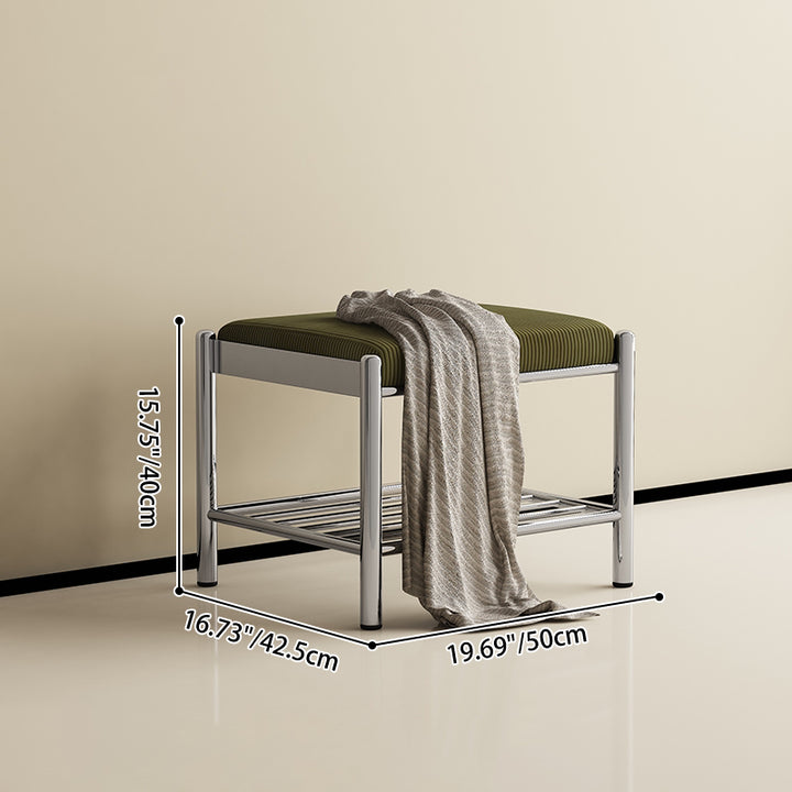 Modern Minimalist Rectangular Stainless Steel &amp; Corduroy Shoe Bench Armless For Entryways