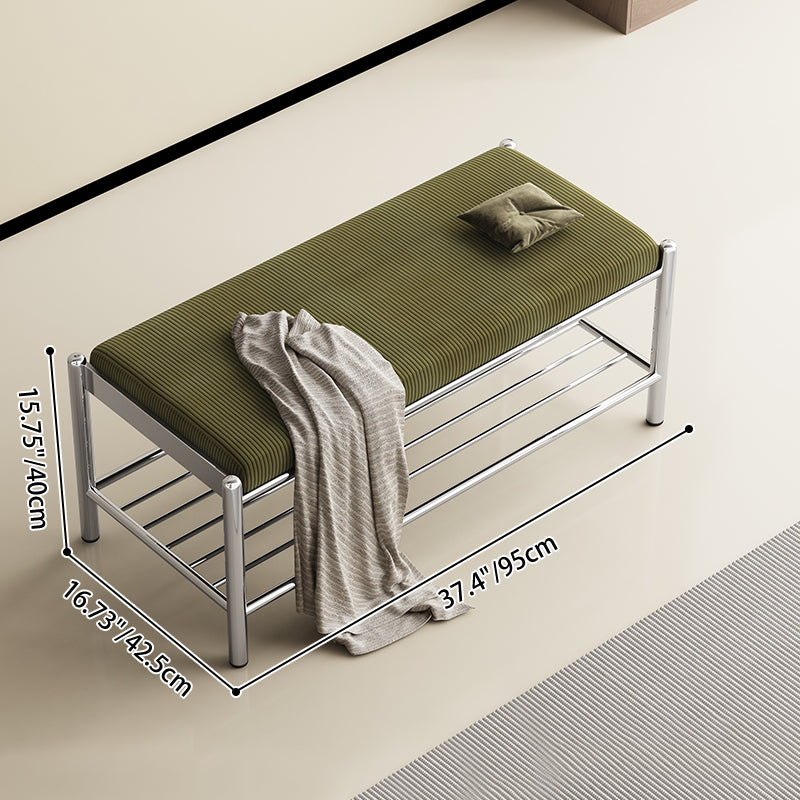 Modern Minimalist Rectangular Stainless Steel &amp; Corduroy Shoe Bench Armless For Entryways