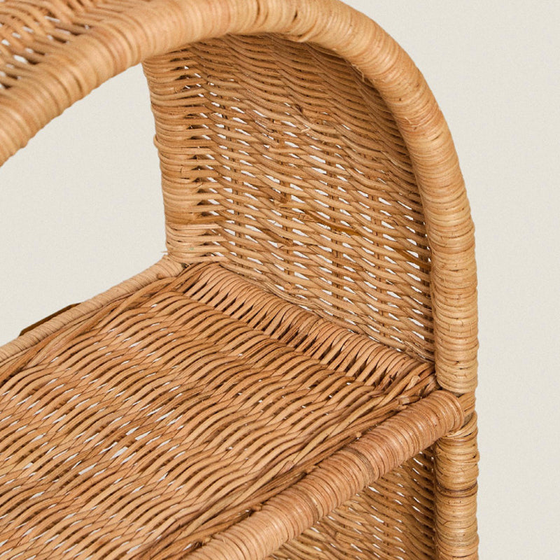 Modern Minimalist Natural Rattan Rectangular Arched Storage Shelf 3-Tier For Living Room