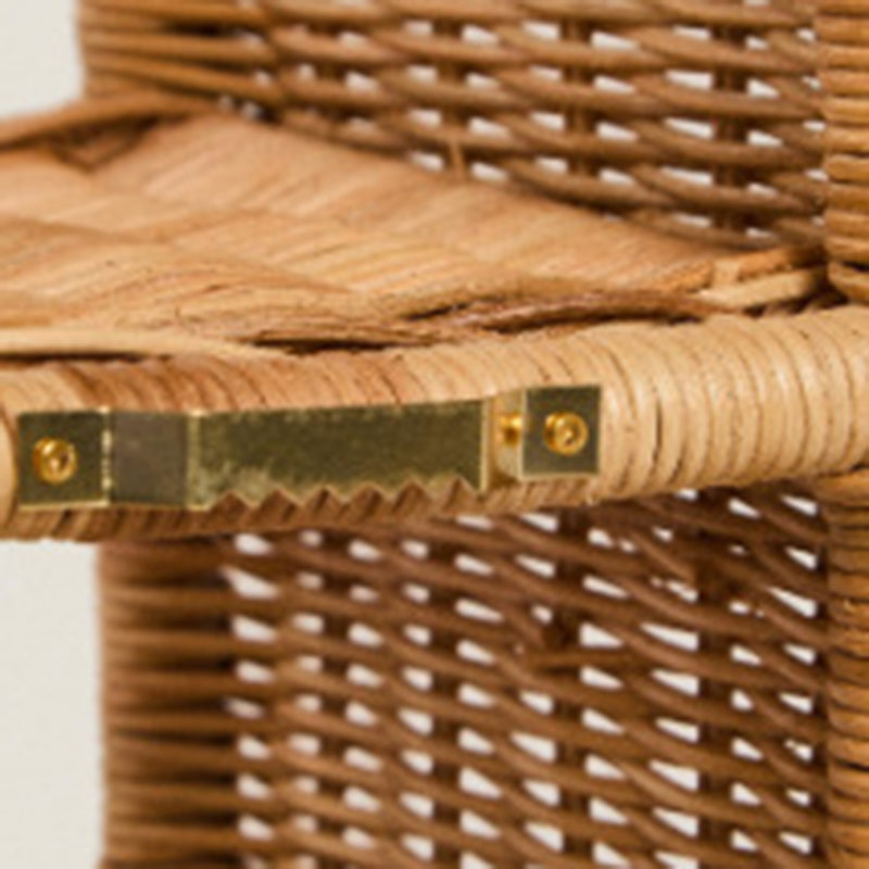 Modern Minimalist Natural Rattan Rectangular Arched Storage Shelf 3-Tier For Living Room