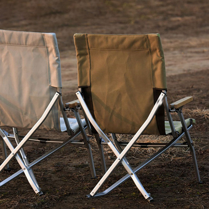 Modern Minimalist Canvas Aluminum Alloy Foldable Ergonomic High-Back Camping Chair Backrest Armrest For Outdoor