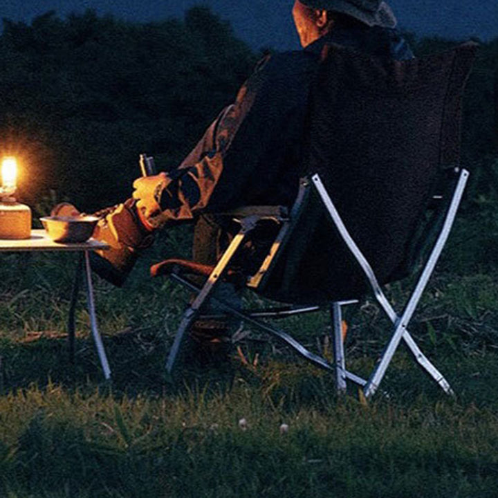 Modern Minimalist Canvas Aluminum Alloy Foldable Ergonomic High-Back Camping Chair Backrest Armrest For Outdoor