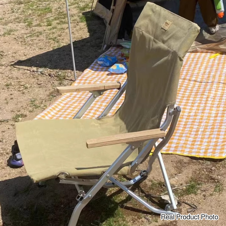 Modern Minimalist Canvas Aluminum Alloy Foldable Ergonomic High-Back Camping Chair Backrest Armrest For Outdoor