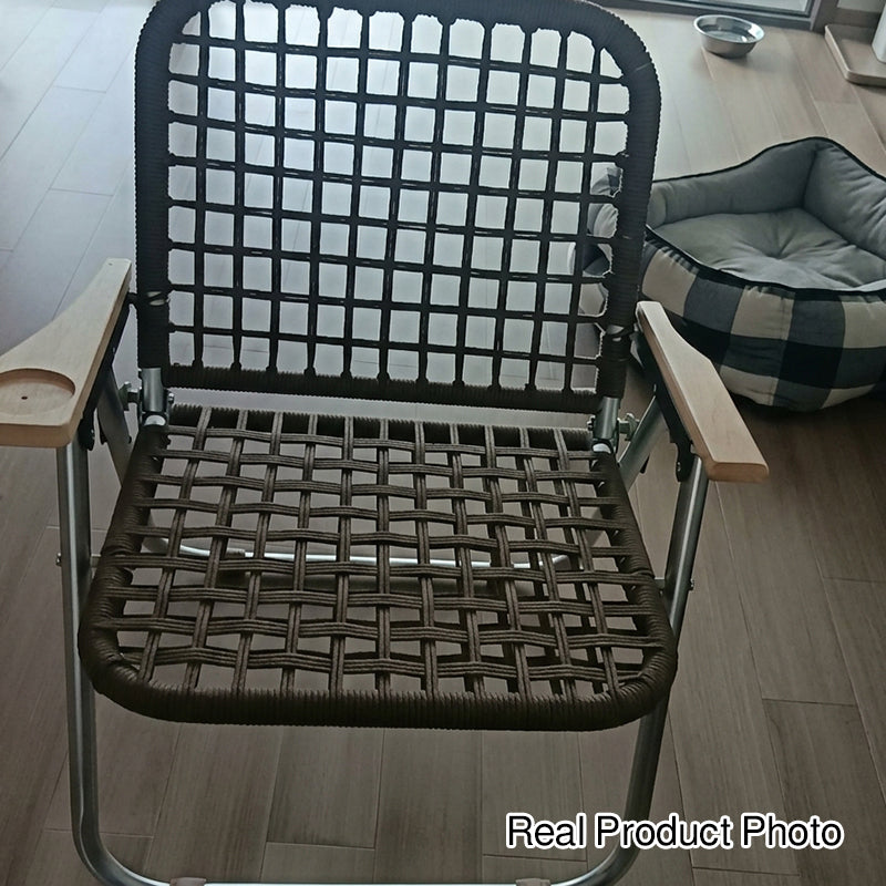 Modern Minimalist Nylon Beech Wood Aluminum Foldable Camping Chair Backrest Armrest For Outdoor
