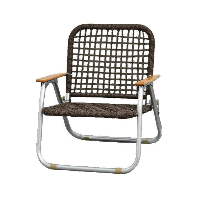 Modern Minimalist Nylon Beech Wood Aluminum Foldable Camping Chair Backrest Armrest For Outdoor