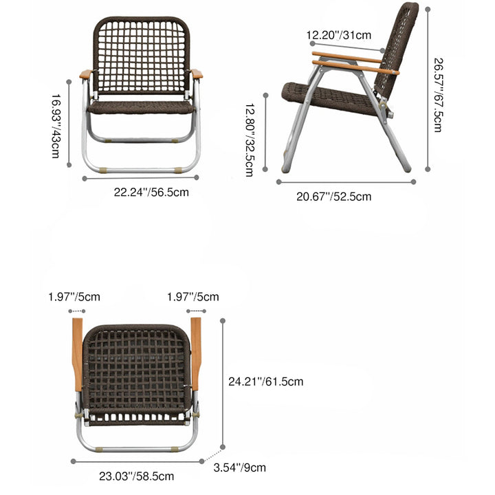 Modern Minimalist Nylon Beech Wood Aluminum Foldable Camping Chair Backrest Armrest For Outdoor