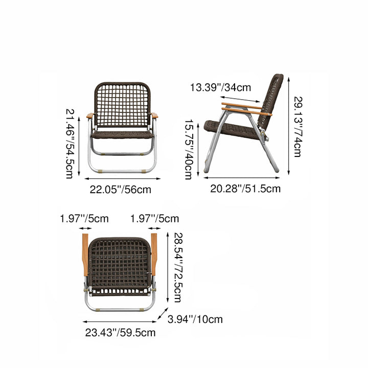 Modern Minimalist Nylon Beech Wood Aluminum Foldable Camping Chair Backrest Armrest For Outdoor