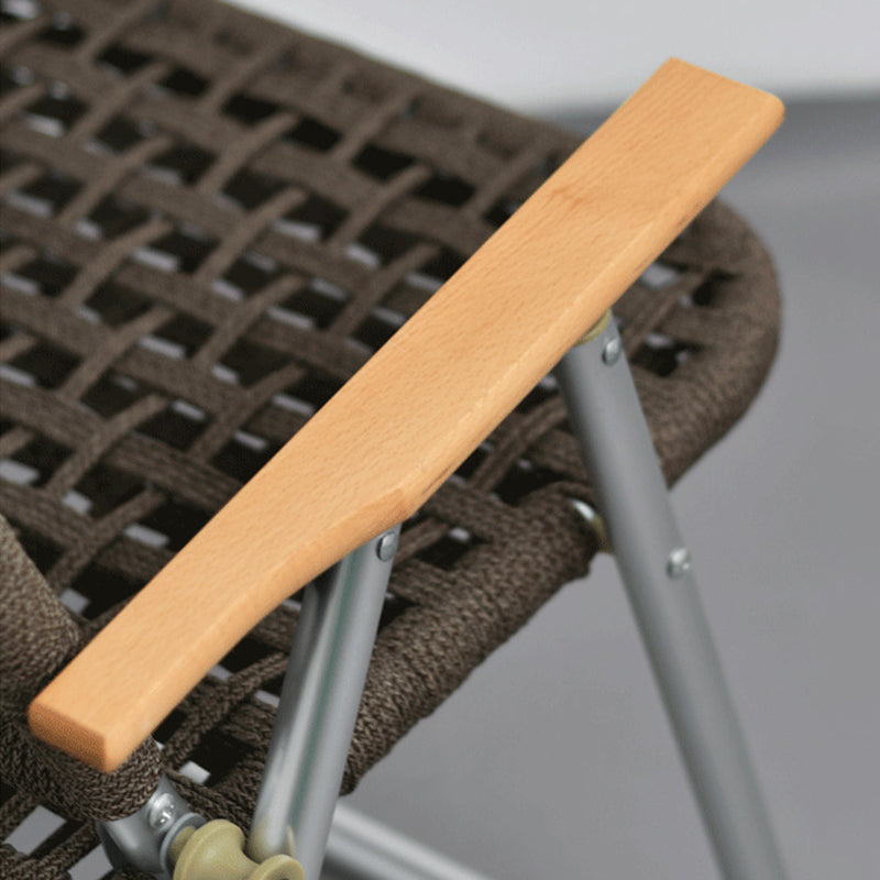 Modern Minimalist Nylon Beech Wood Aluminum Foldable Camping Chair Backrest Armrest For Outdoor