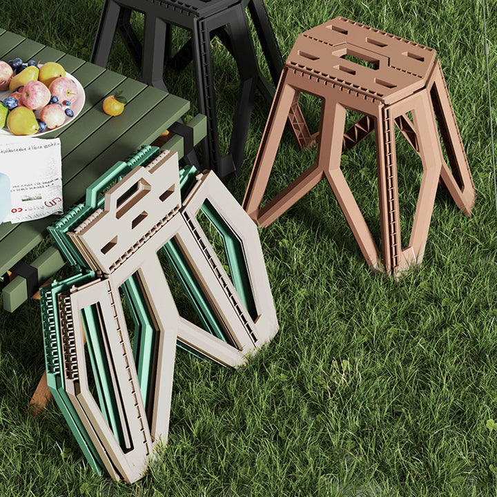 Modern Minimalist PP Plastic Foldable Stackable Carry Handle Kids Camping Chair Backless Armless For Outdoor Patio