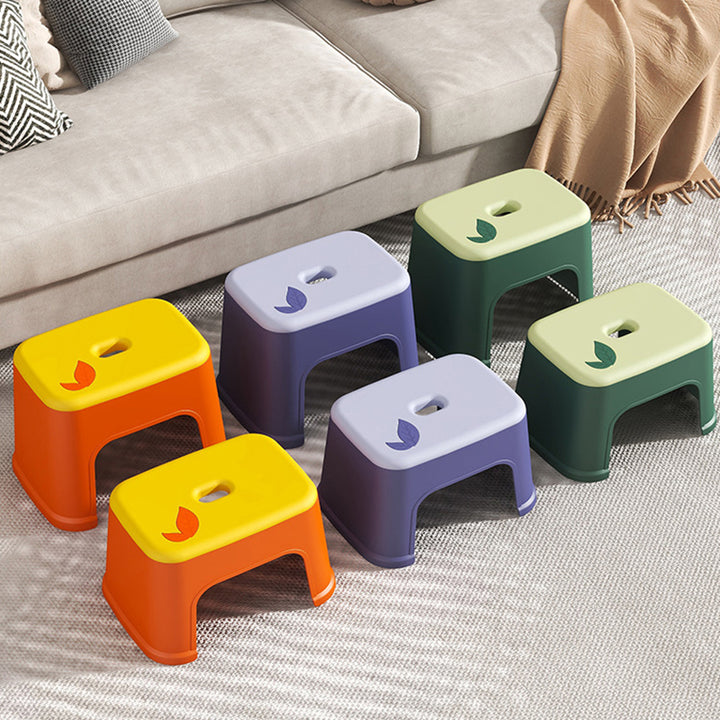Modern Minimalist PP Plastic Stackable Space-Saving Low Stool Backless Armless Kids For Bathroom &amp; Entryway