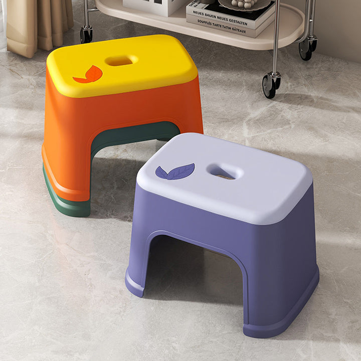 Modern Minimalist PP Plastic Stackable Space-Saving Low Stool Backless Armless Kids For Bathroom &amp; Entryway