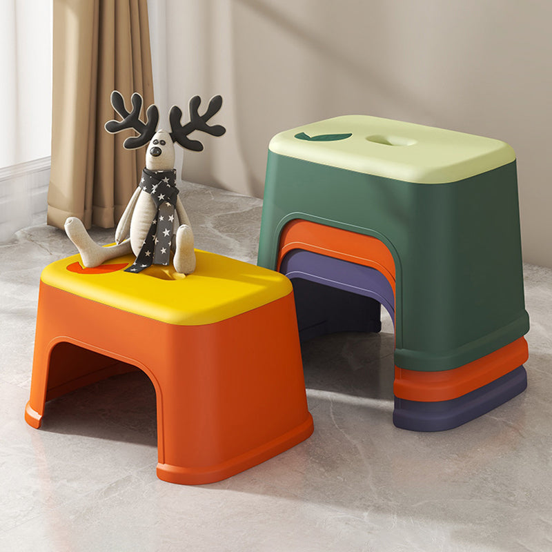 Modern Minimalist PP Plastic Stackable Space-Saving Low Stool Backless Armless Kids For Bathroom &amp; Entryway