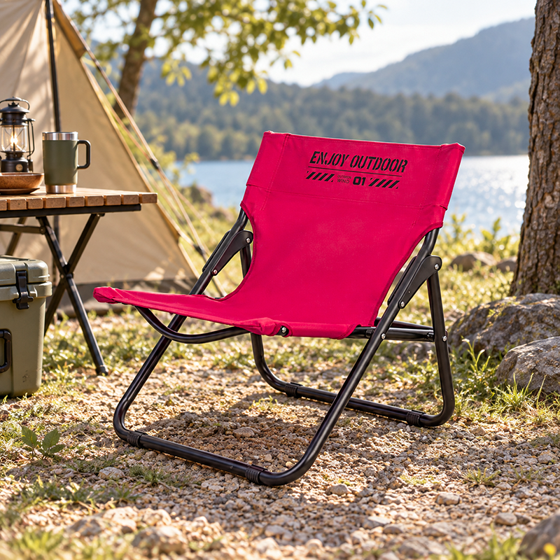 Modern Minimalist Oxford Fabric Carbon Steel Foldable Camping Chair Backrest Armless For Outdoor Patio