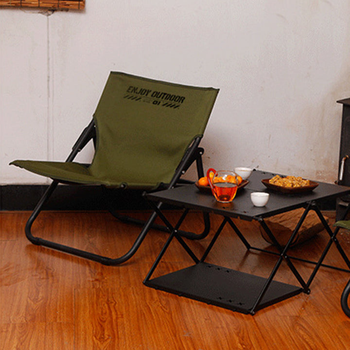 Modern Minimalist Oxford Fabric Carbon Steel Foldable Camping Chair Backrest Armless For Outdoor Patio