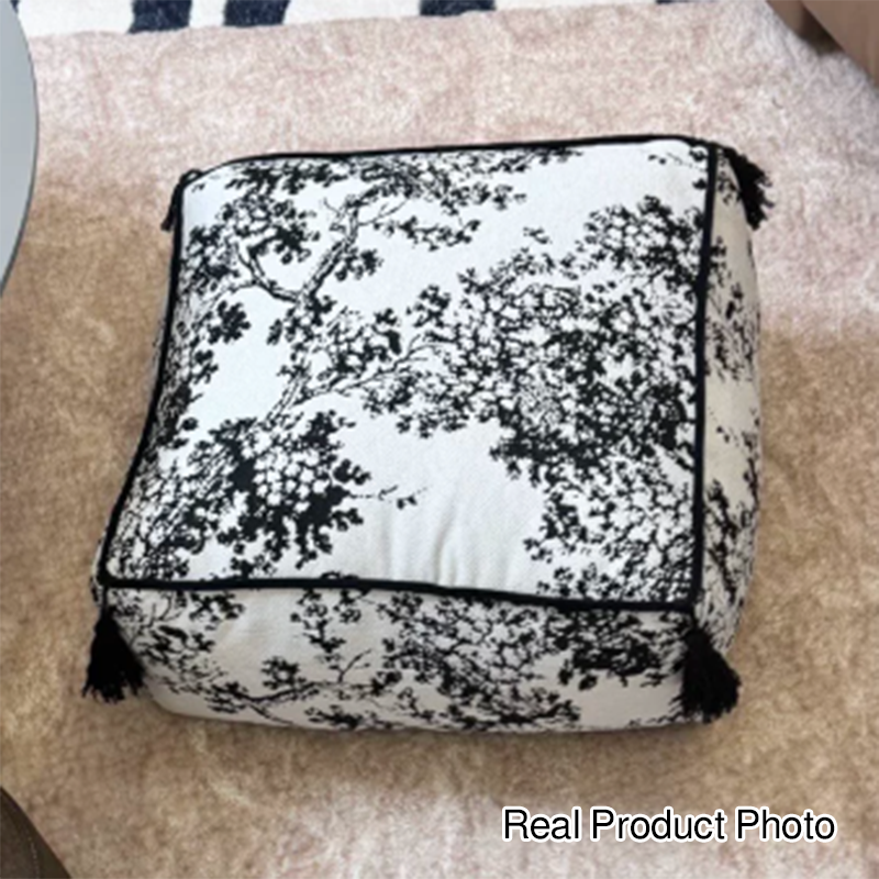 Traditional Chinese Chenille EPP Beads Portable Movable Square Low Stool Backless Armless For Living Room &amp; Bedroom
