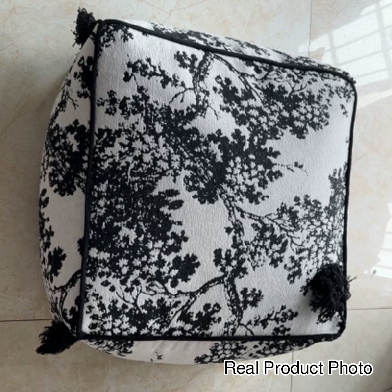 Traditional Chinese Chenille EPP Beads Portable Movable Square Low Stool Backless Armless For Living Room &amp; Bedroom