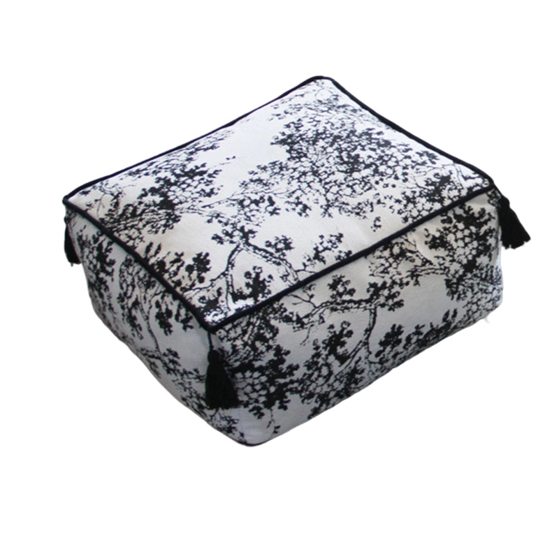 Traditional Chinese Chenille EPP Beads Portable Movable Square Low Stool Backless Armless For Living Room &amp; Bedroom