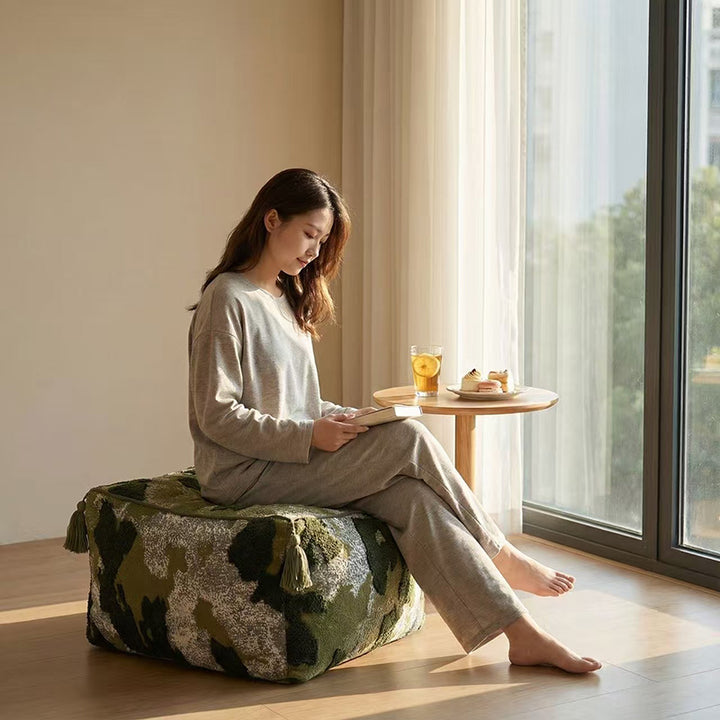 Contemporary Nordic Chenille EPP Beads Movable Lightweight Square Footstool Backless Armless For Living Room &amp; Bedroom