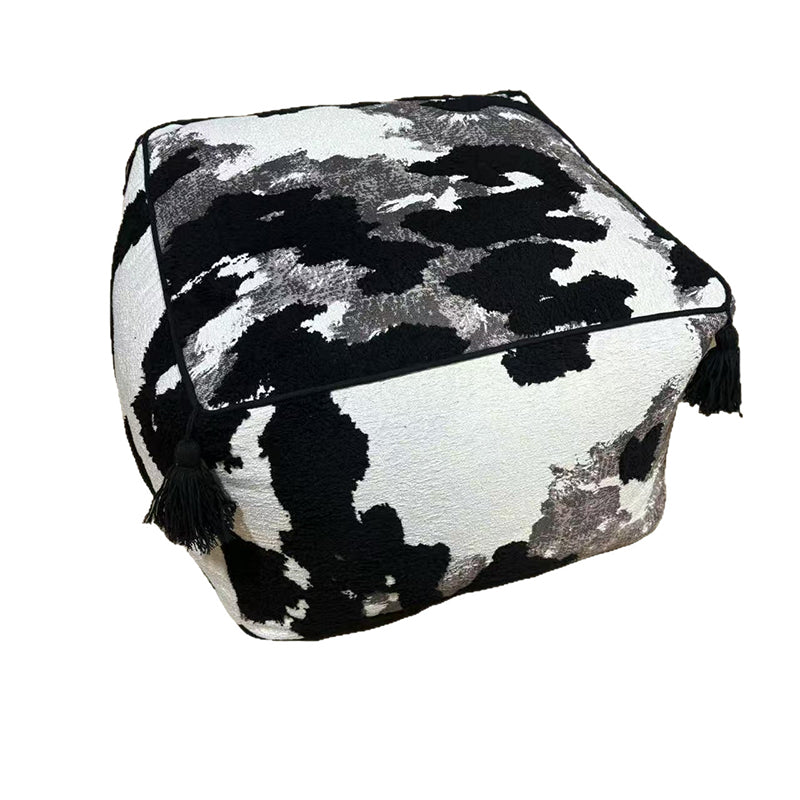 Contemporary Nordic Chenille EPP Beads Movable Lightweight Square Footstool Backless Armless For Living Room &amp; Bedroom