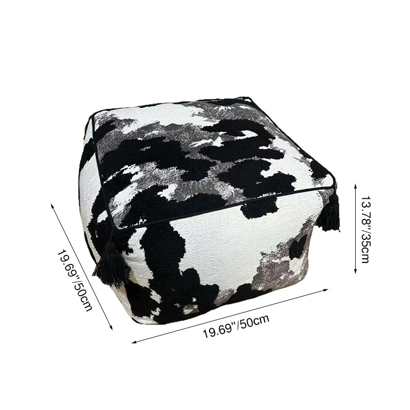 Contemporary Nordic Chenille EPP Beads Movable Lightweight Square Footstool Backless Armless For Living Room &amp; Bedroom