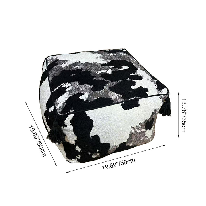 Contemporary Nordic Chenille EPP Beads Movable Lightweight Square Footstool Backless Armless For Living Room &amp; Bedroom