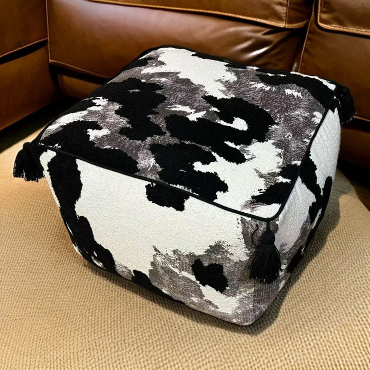 Contemporary Nordic Chenille EPP Beads Movable Lightweight Square Footstool Backless Armless For Living Room &amp; Bedroom