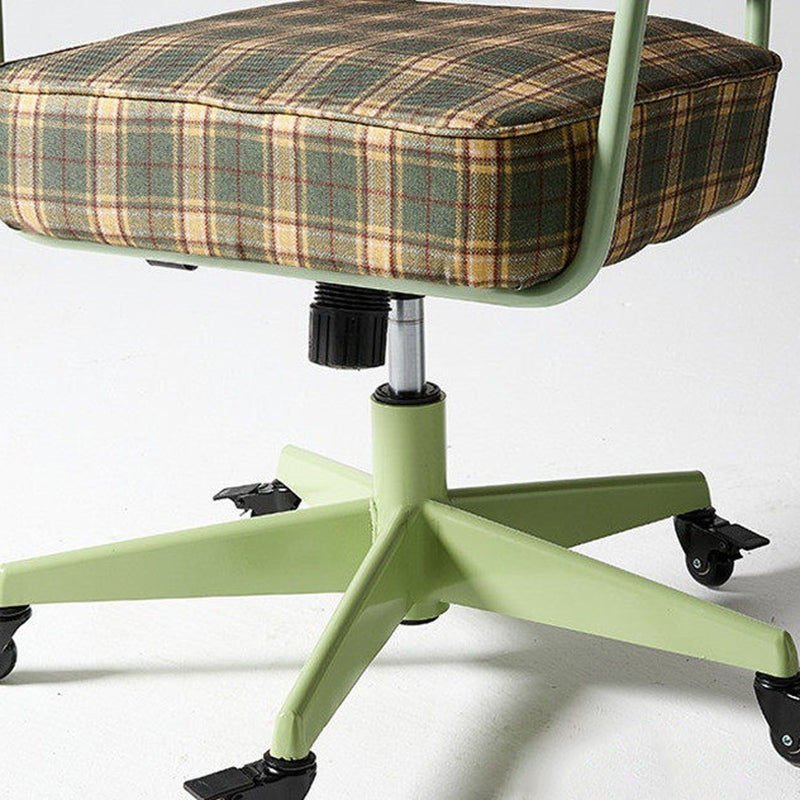 Traditional Vintage Cotton Linen Iron Foam Sponge Rubberwood Movable Adjustable Swivel Desk Chair Backrest Armrest For Home Office