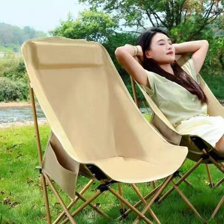 Modern Minimalist Oxford Fabric Carbon Steel EVA EPE Foldable Lightweight High-Back Camping Chair Backrest Armless For Outdoor Patio