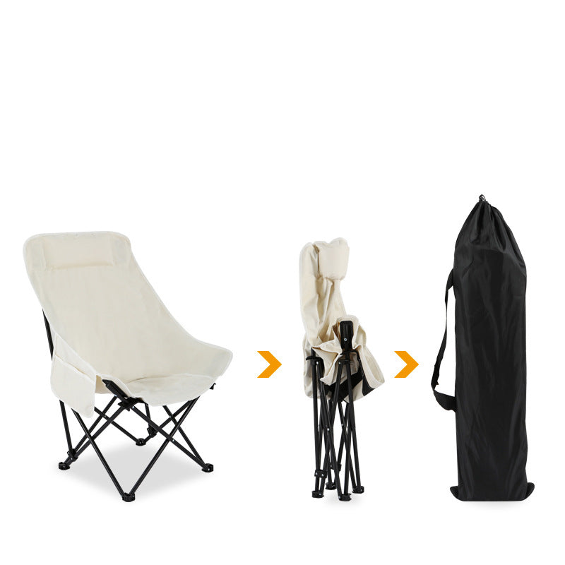 Modern Minimalist Oxford Fabric Carbon Steel EVA EPE Foldable Lightweight High-Back Camping Chair Backrest Armless For Outdoor Patio