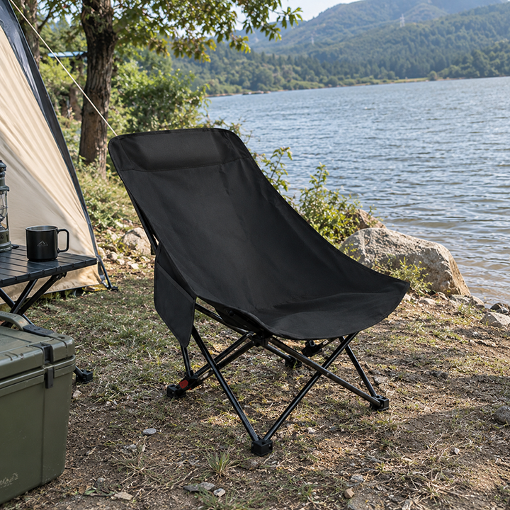 Modern Minimalist Oxford Fabric Carbon Steel EVA EPE Foldable Lightweight High-Back Camping Chair Backrest Armless For Outdoor Patio