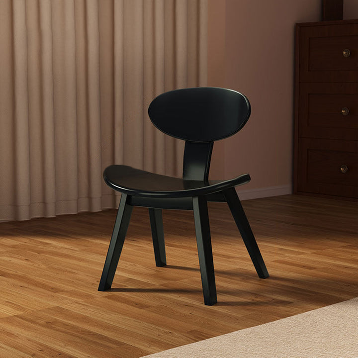 Traditional Farmhouse Solid Rubberwood Yuanbao-Shaped Decorative Kids Backrest Armless Low Stool For Entryway