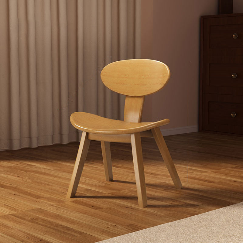 Traditional Farmhouse Solid Rubberwood Yuanbao-Shaped Decorative Kids Backrest Armless Low Stool For Entryway