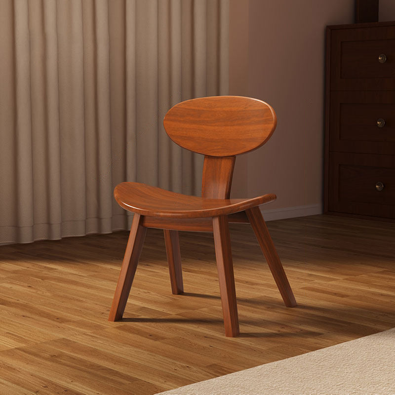 Traditional Farmhouse Solid Rubberwood Yuanbao-Shaped Decorative Kids Backrest Armless Low Stool For Entryway