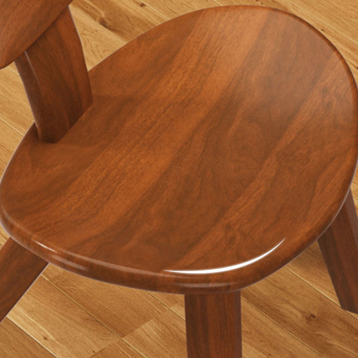 Traditional Farmhouse Solid Rubberwood Yuanbao-Shaped Decorative Kids Backrest Armless Low Stool For Entryway