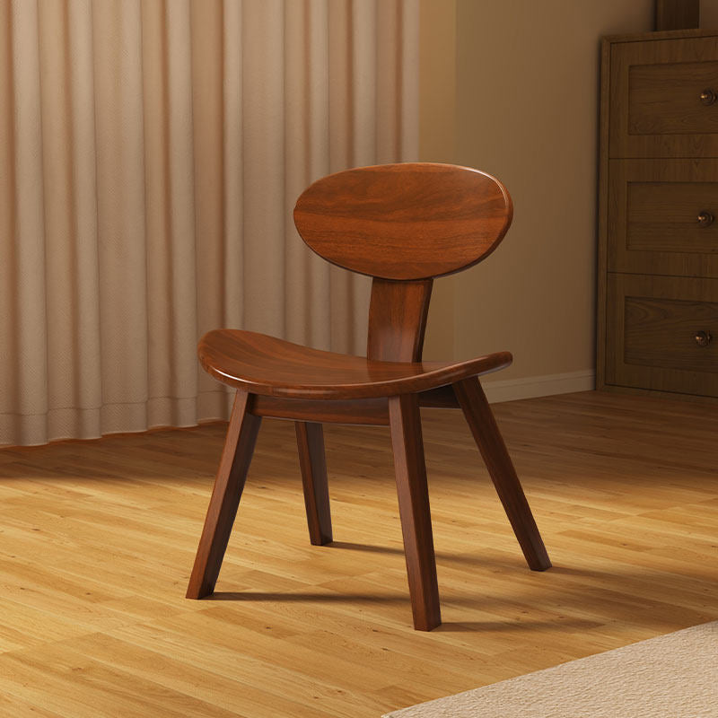 Traditional Farmhouse Solid Rubberwood Yuanbao-Shaped Decorative Kids Backrest Armless Low Stool For Entryway