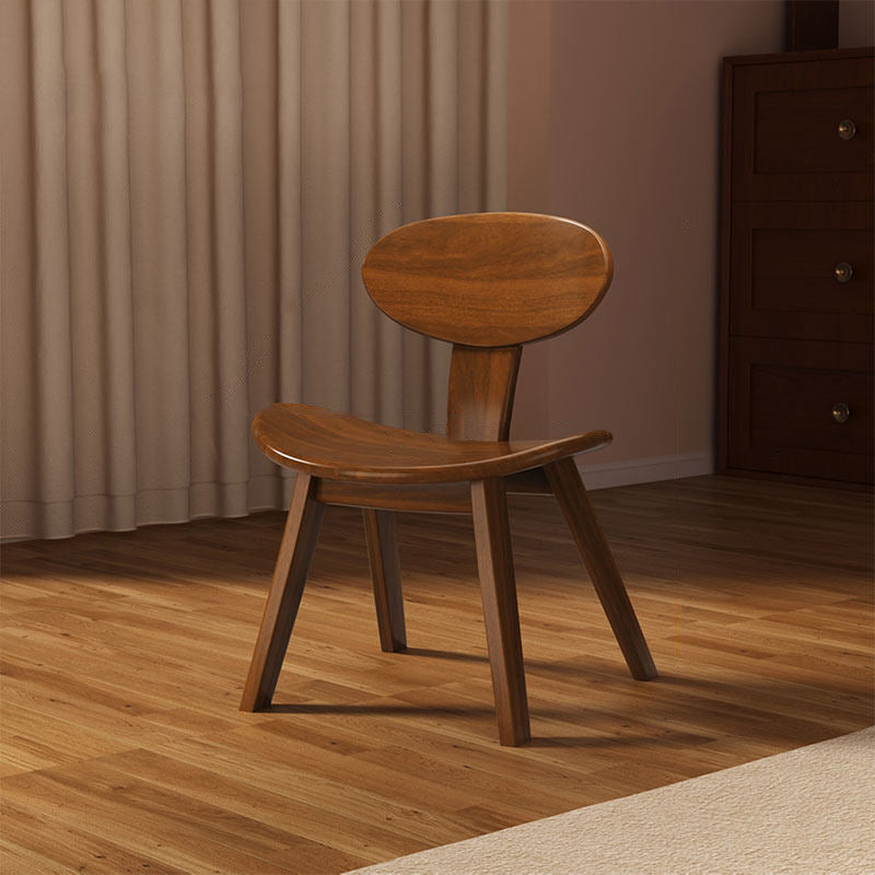 Traditional Farmhouse Solid Rubberwood Yuanbao-Shaped Decorative Kids Backrest Armless Low Stool For Entryway