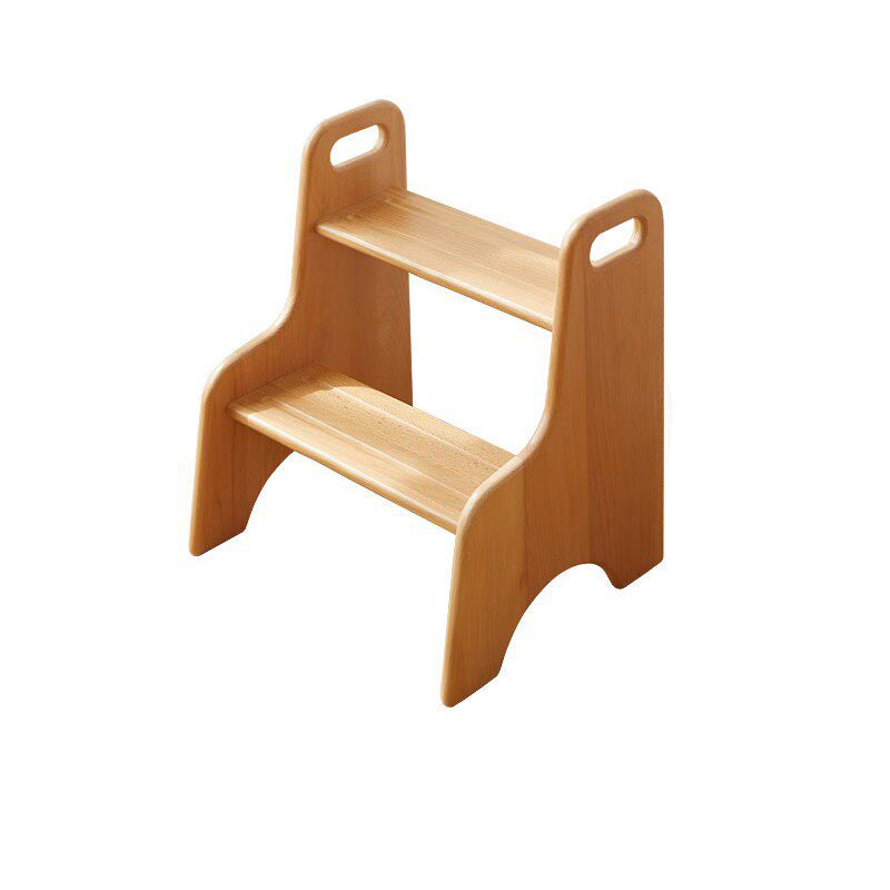 Modern Minimalist Beech Wood Stepped Highly Practical Kids Backless Armrest 2-Tier Low Stool For Living Room