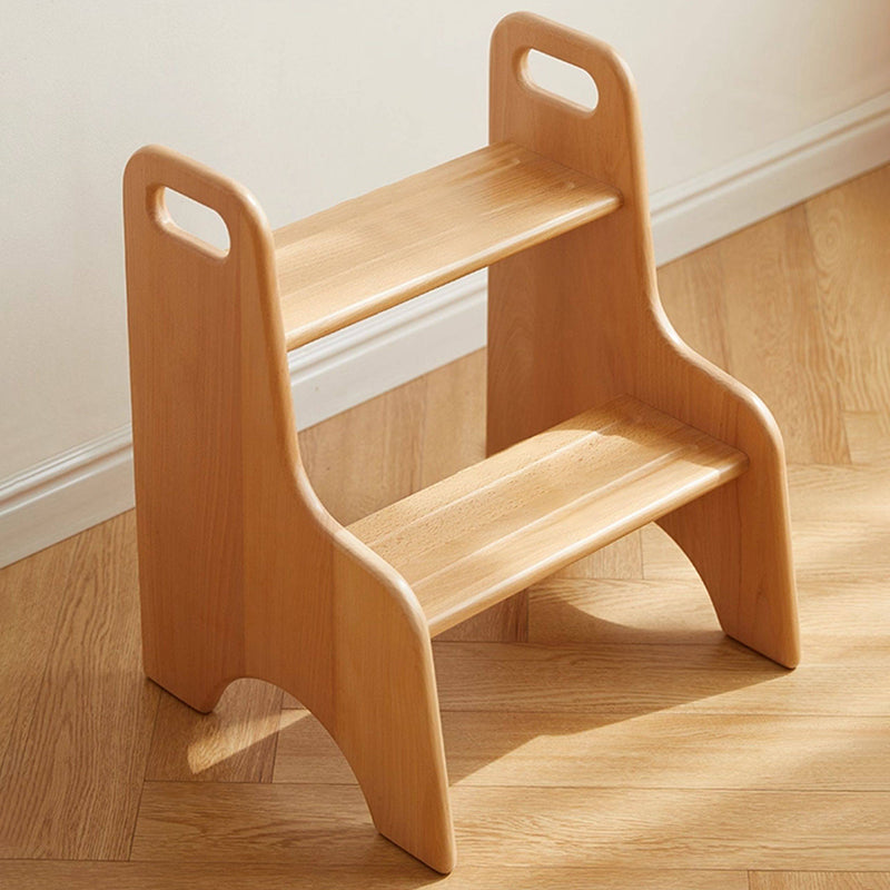 Modern Minimalist Beech Wood Stepped Highly Practical Kids Backless Armrest 2-Tier Low Stool For Living Room
