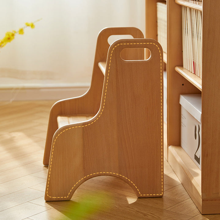 Modern Minimalist Beech Wood Stepped Highly Practical Kids Backless Armrest 2-Tier Low Stool For Living Room