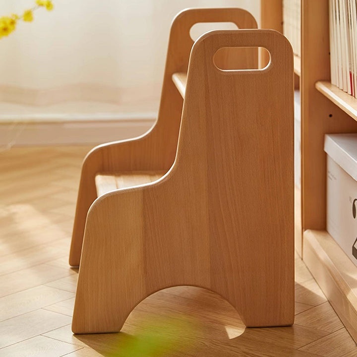 Modern Minimalist Beech Wood Stepped Highly Practical Kids Backless Armrest 2-Tier Low Stool For Living Room