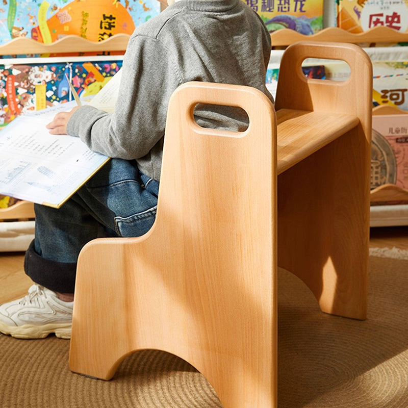 Modern Minimalist Beech Wood Stepped Highly Practical Kids Backless Armrest 2-Tier Low Stool For Living Room