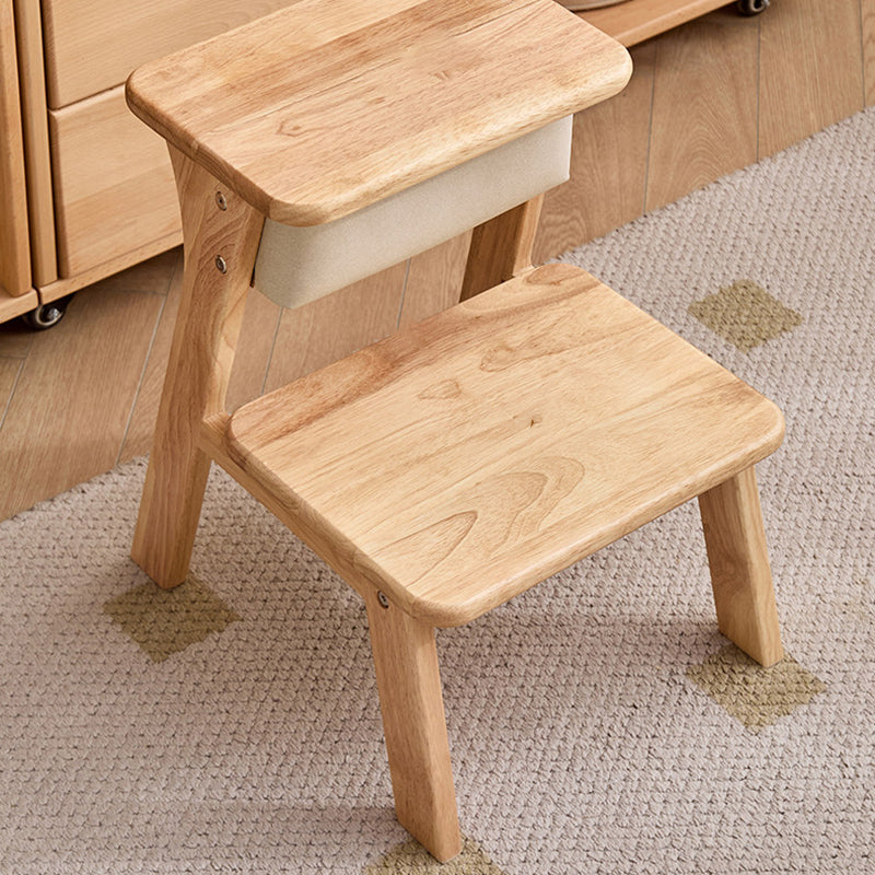 Modern Minimalist Ash Wood &amp; Rubberwood Foam Sponge Highly Practical Kids Backrest Armless 2-Tier Low Stool For Living Room