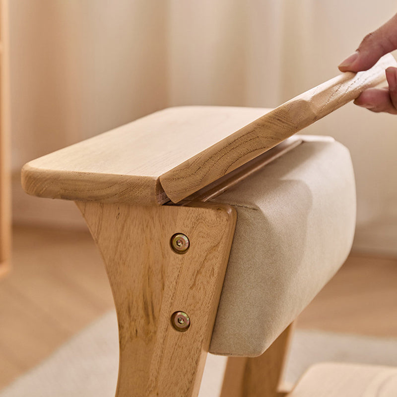 Modern Minimalist Ash Wood &amp; Rubberwood Foam Sponge Highly Practical Kids Backrest Armless 2-Tier Low Stool For Living Room