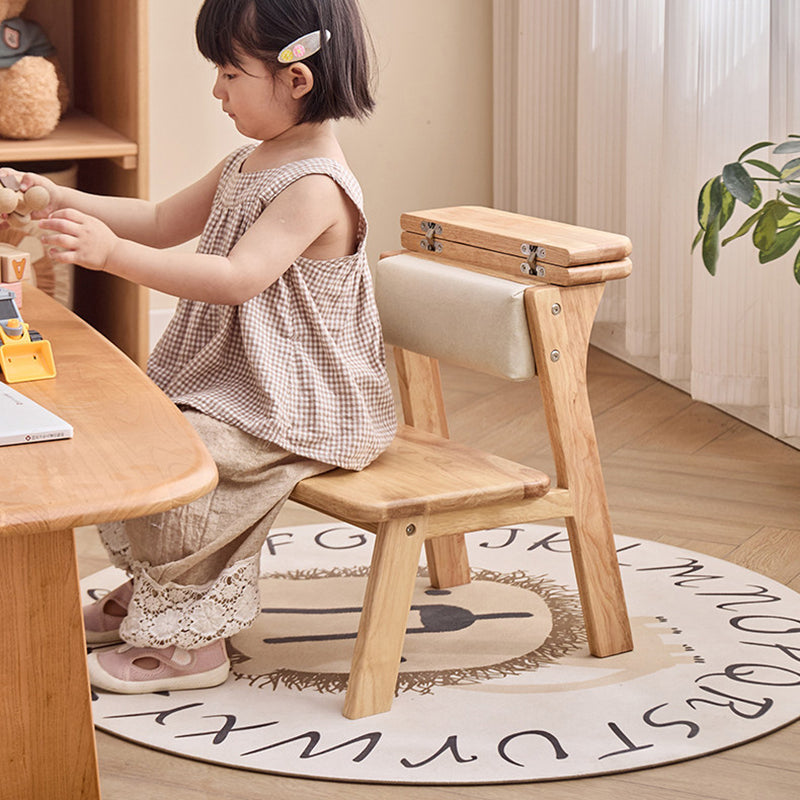 Modern Minimalist Ash Wood &amp; Rubberwood Foam Sponge Highly Practical Kids Backrest Armless 2-Tier Low Stool For Living Room
