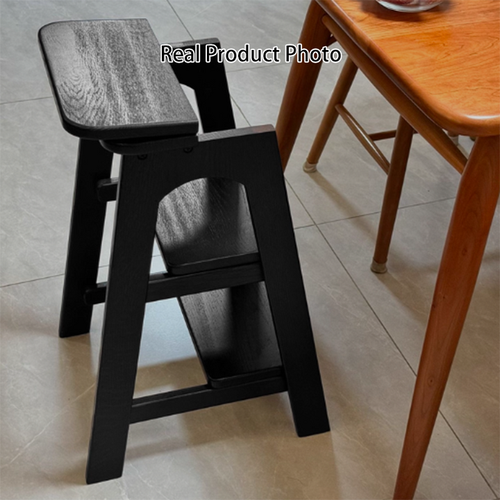 Modern Minimalist Ash Wood Highly Practical Stepped Shape Backrest Armless 3-Tier Step Stool For Living Room