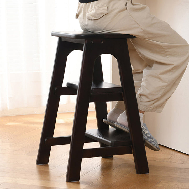 Modern Minimalist Ash Wood Highly Practical Stepped Shape Backrest Armless 3-Tier Step Stool For Living Room