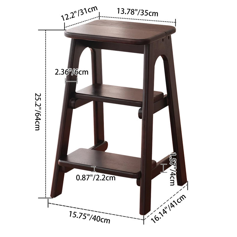 Modern Minimalist Ash Wood Highly Practical Stepped Shape Backrest Armless 3-Tier Step Stool For Living Room