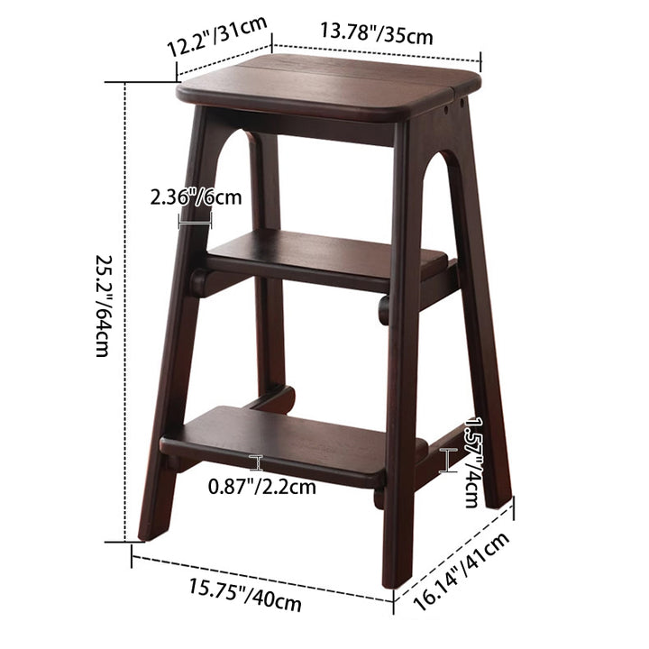 Modern Minimalist Ash Wood Highly Practical Stepped Shape Backrest Armless 3-Tier Step Stool For Living Room